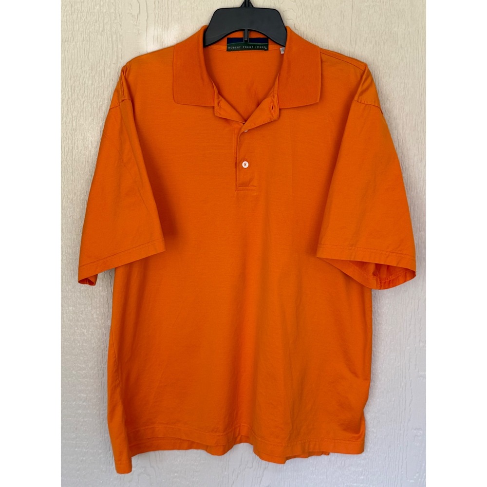 Robert Trent Jones Mens Orange Short Sleeve Golf Polo Shirt Large LG